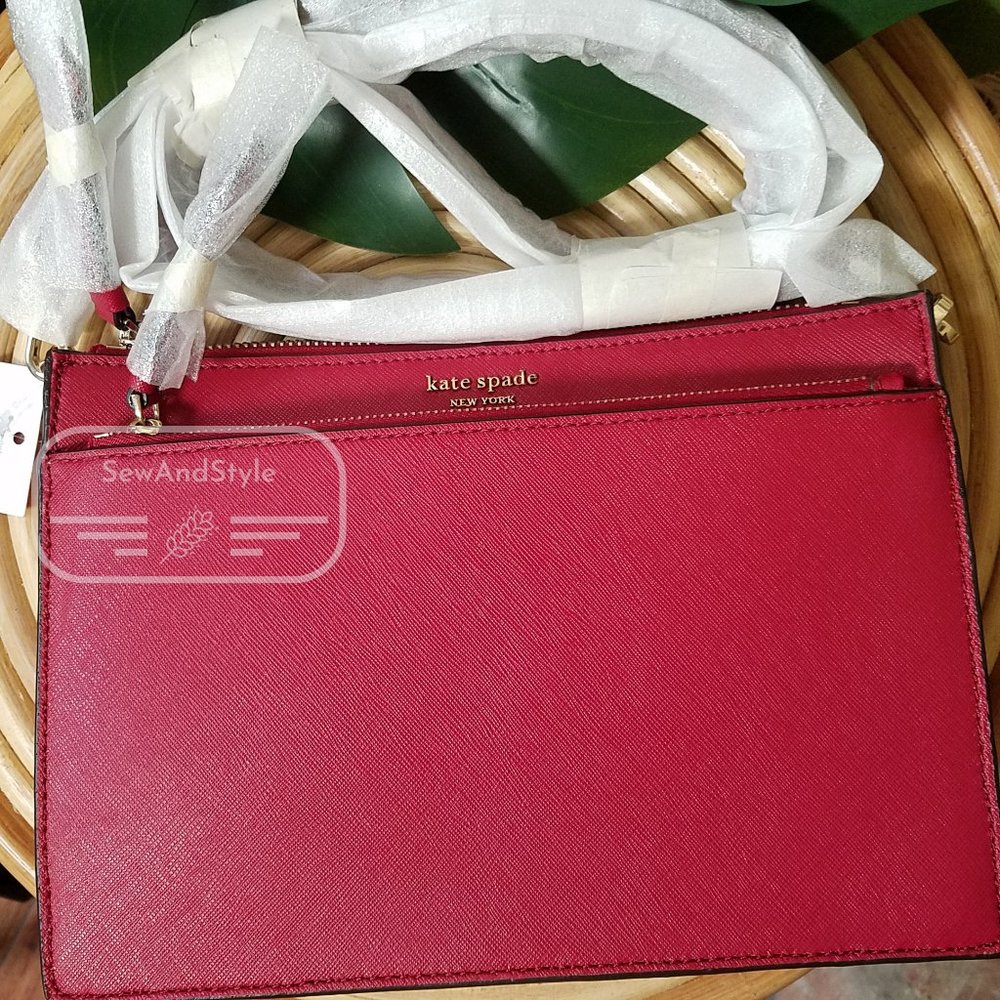 ZIP CROSSBODY KATE SPADE CAMERON ROSSO RED BRAND NEW CLUTCH